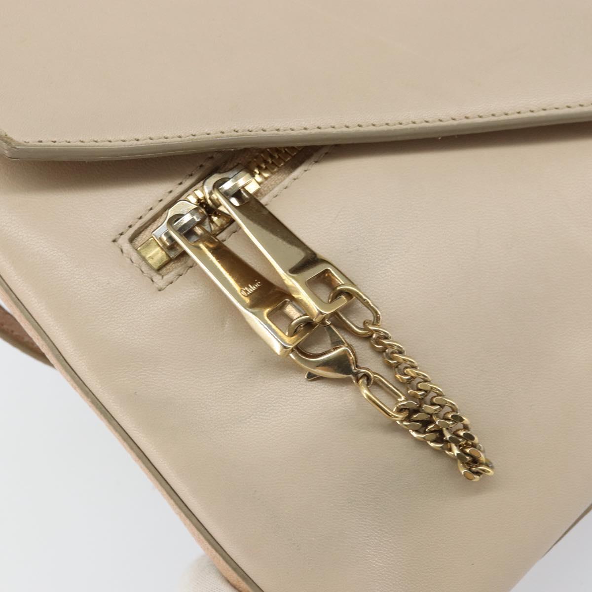 Chloe Kathy Shoulder Bag Leather Beige Gold Auth hk3382