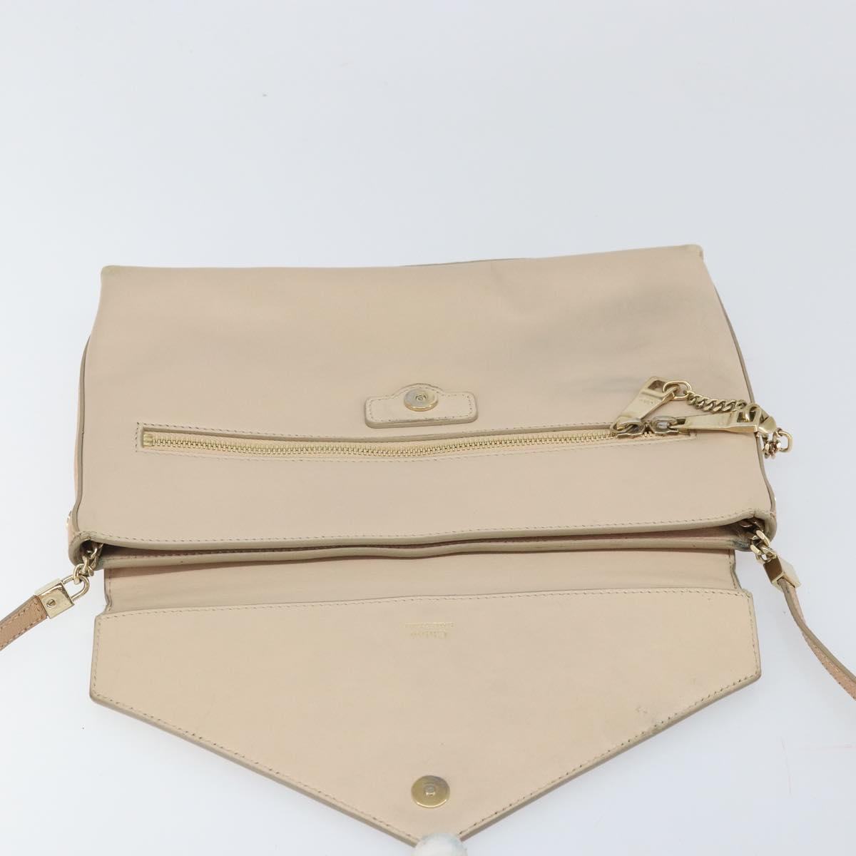 Chloe Kathy Shoulder Bag Leather Beige Gold Auth hk3382