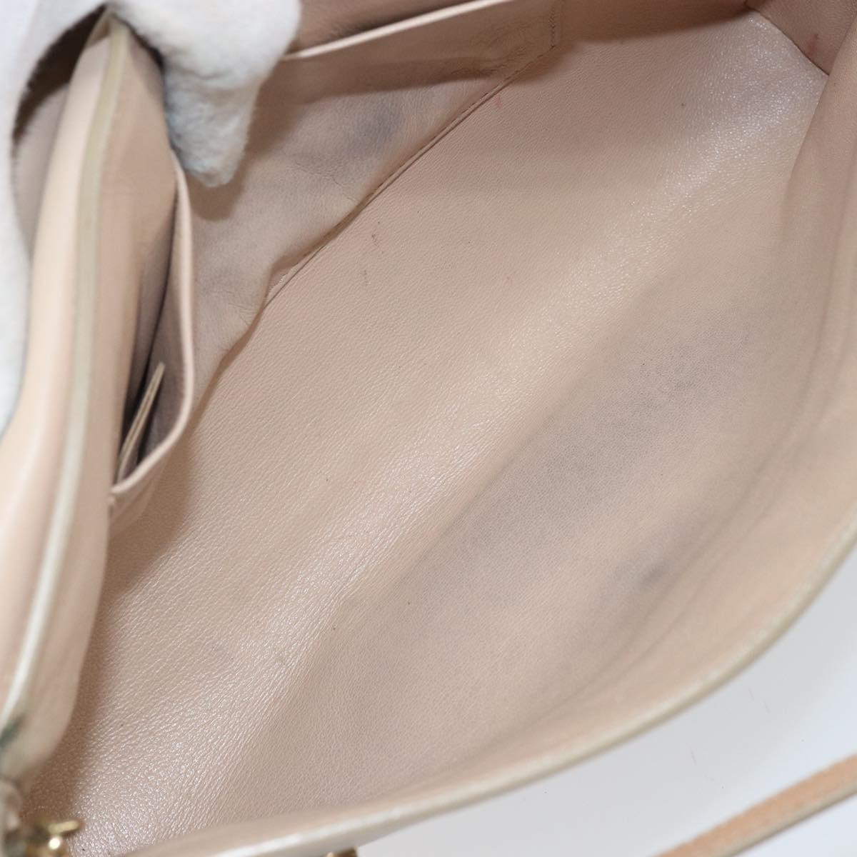 Chloe Kathy Shoulder Bag Leather Beige Gold Auth hk3382