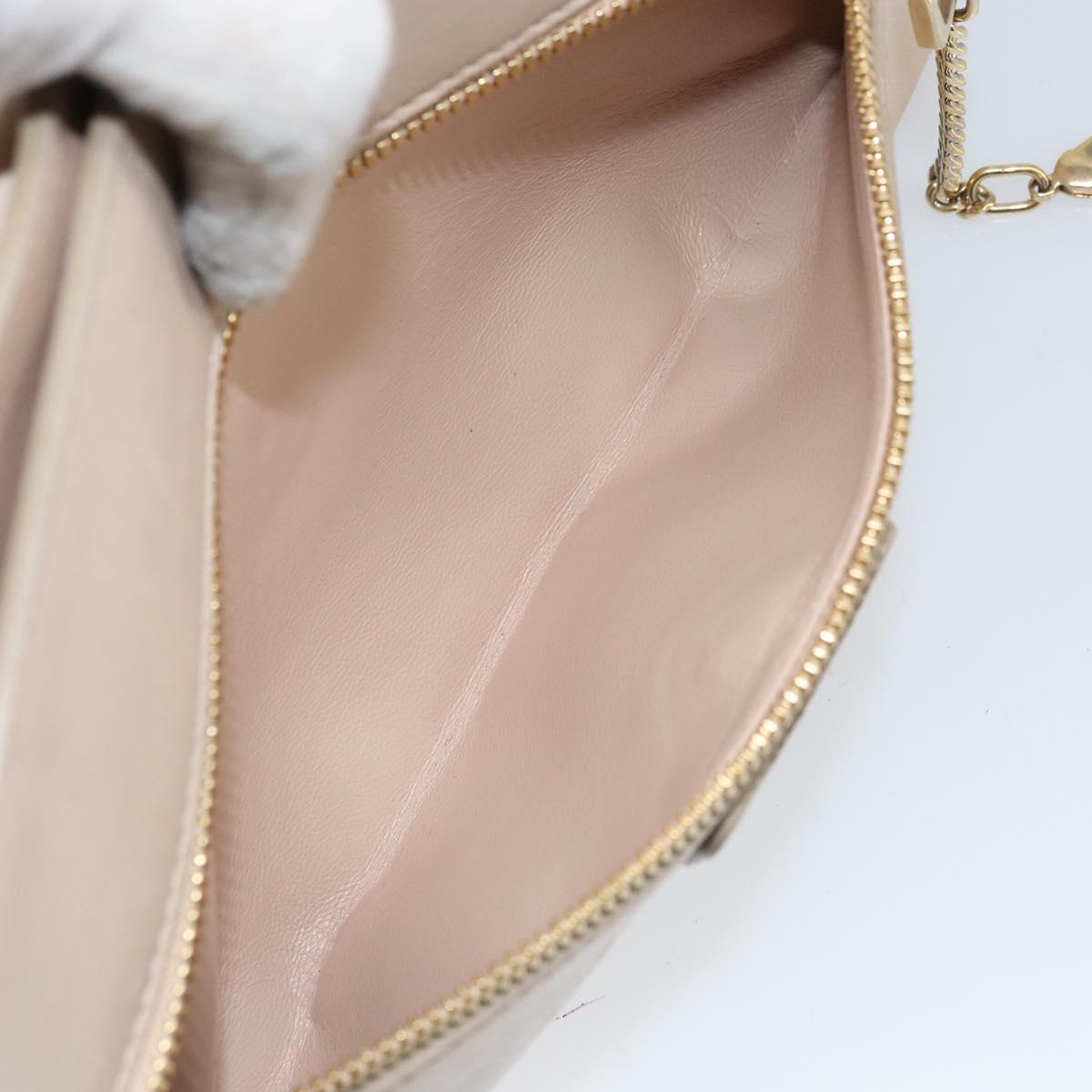 Chloe Kathy Shoulder Bag Leather Beige Gold Auth hk3382