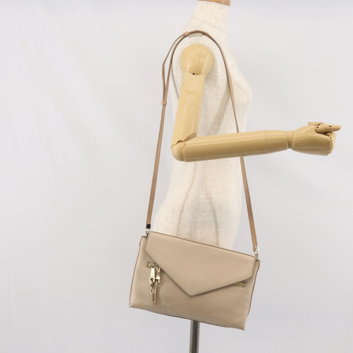 Chloe Kathy Shoulder Bag Leather Beige Gold Auth hk3382