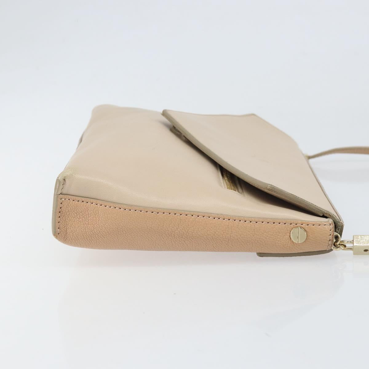Chloe Kathy Shoulder Bag Leather Beige Gold Auth hk3382
