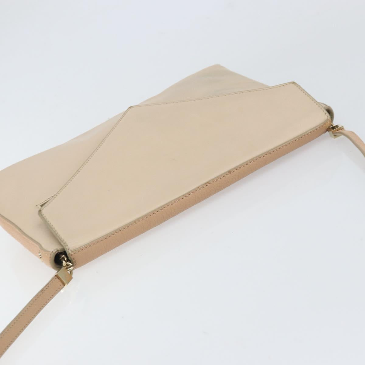 Chloe Kathy Shoulder Bag Leather Beige Gold Auth hk3382