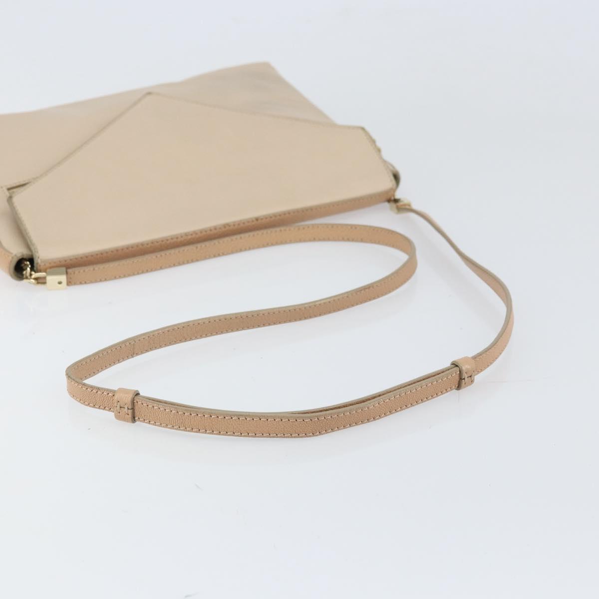 Chloe Kathy Shoulder Bag Leather Beige Gold Auth hk3382