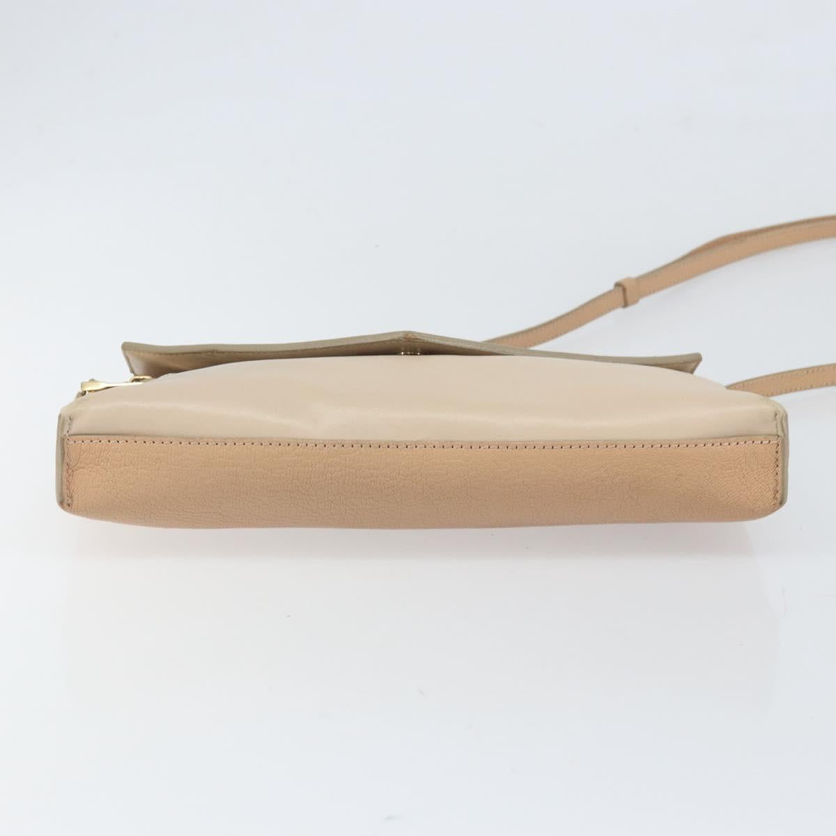 Chloe Kathy Shoulder Bag Leather Beige Gold Auth hk3382