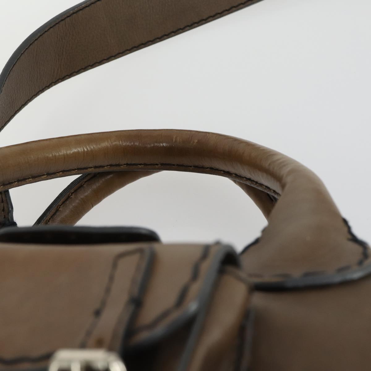 Chloe Edith Hand Bag Leather 2way Brown Silver Auth hk3383