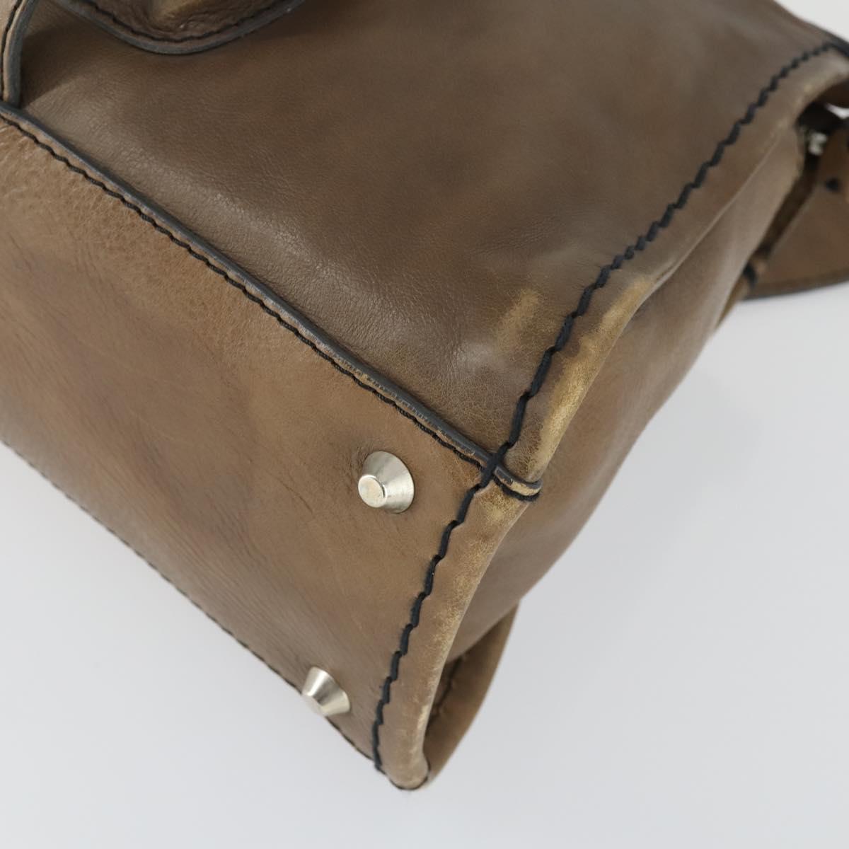Chloe Edith Hand Bag Leather 2way Brown Silver Auth hk3383