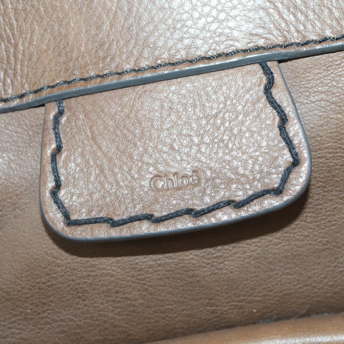Chloe Edith Hand Bag Leather 2way Brown Silver Auth hk3383
