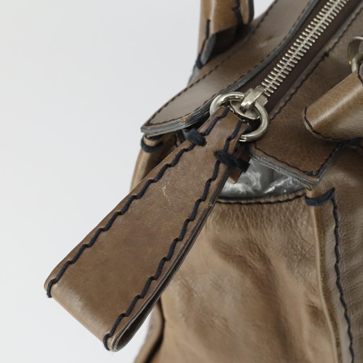 Chloe Edith Hand Bag Leather 2way Brown Silver Auth hk3383