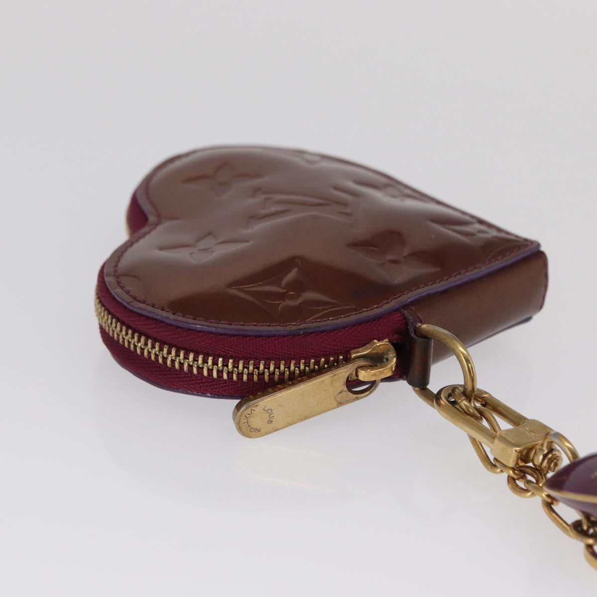 LOUIS VUITTON Vernis Porte Monnaie Coeur Coin Purse Violet M93563 Auth hk3392