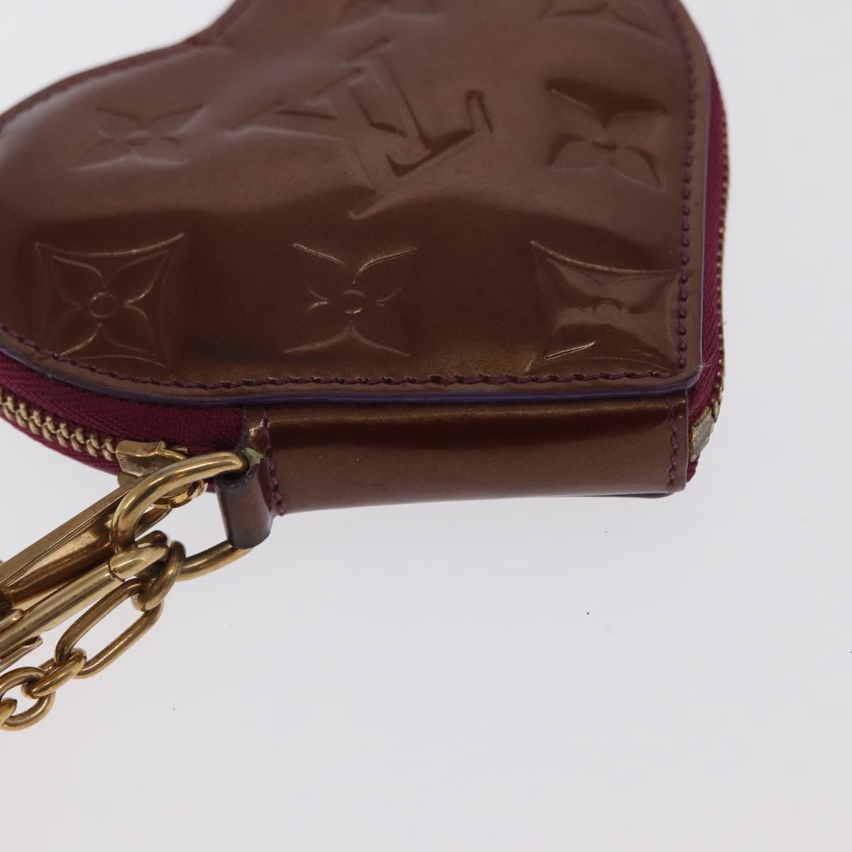 LOUIS VUITTON Vernis Porte Monnaie Coeur Coin Purse Violet M93563 Auth hk3392
