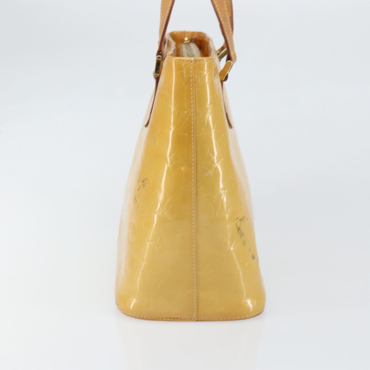 LOUIS VUITTON Monogram Vernis Houston Hand Bag Beige M91004 LV Auth hk3455