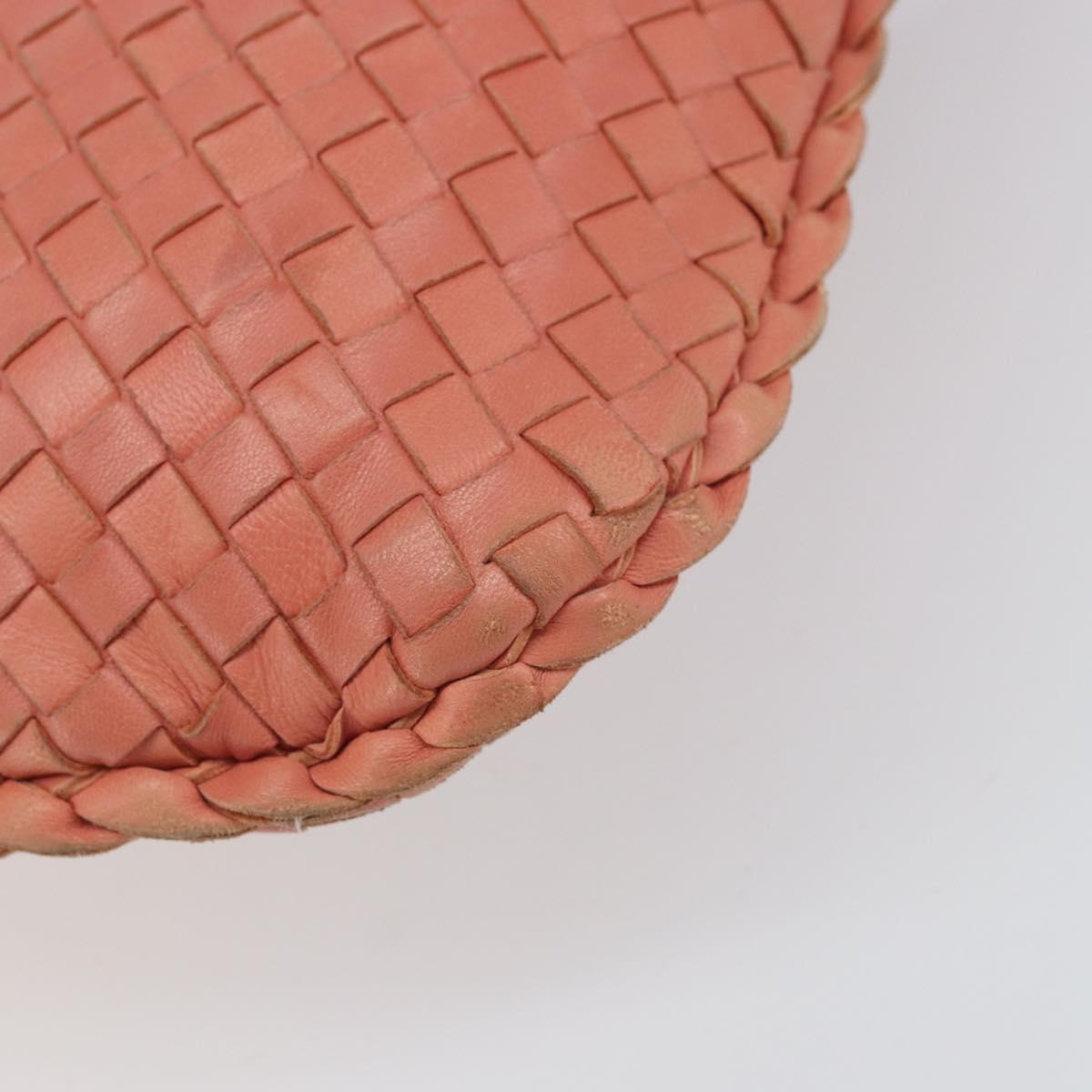 BOTTEGA VENETA INTRECCIATO Hobo Hand Bag Leather Pink Gold Auth hk3480A