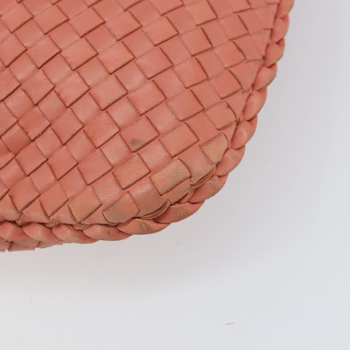 BOTTEGA VENETA INTRECCIATO Hobo Hand Bag Leather Pink Gold Auth hk3480A