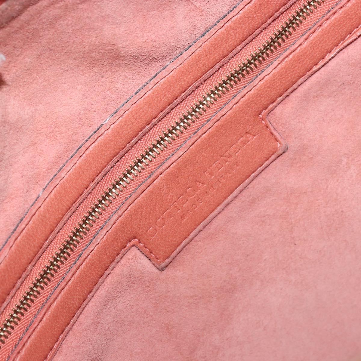 BOTTEGA VENETA INTRECCIATO Hobo Hand Bag Leather Pink Gold Auth hk3480A