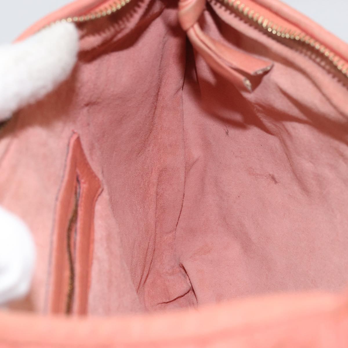 BOTTEGA VENETA INTRECCIATO Hobo Hand Bag Leather Pink Gold Auth hk3480A