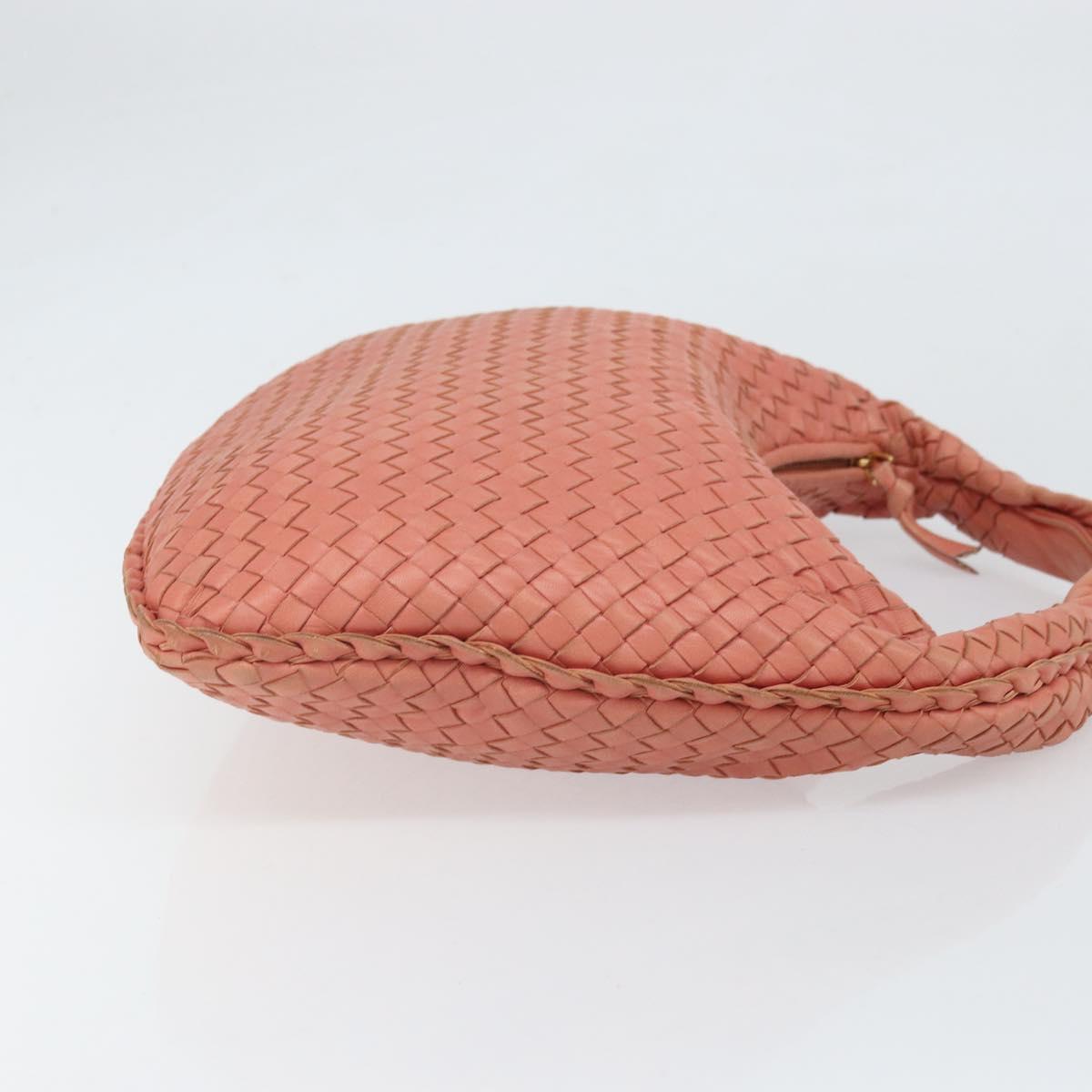 BOTTEGA VENETA INTRECCIATO Hobo Hand Bag Leather Pink Gold Auth hk3480A