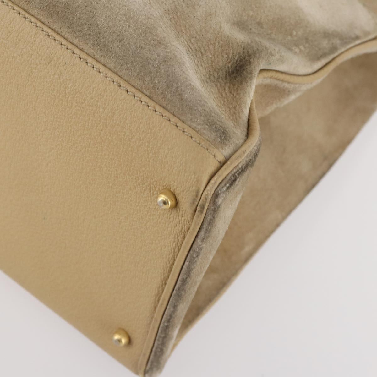 GUCCI Bamboo Tote Bag Suede 2way Beige Gold 002 123 0322 Auth hk3487