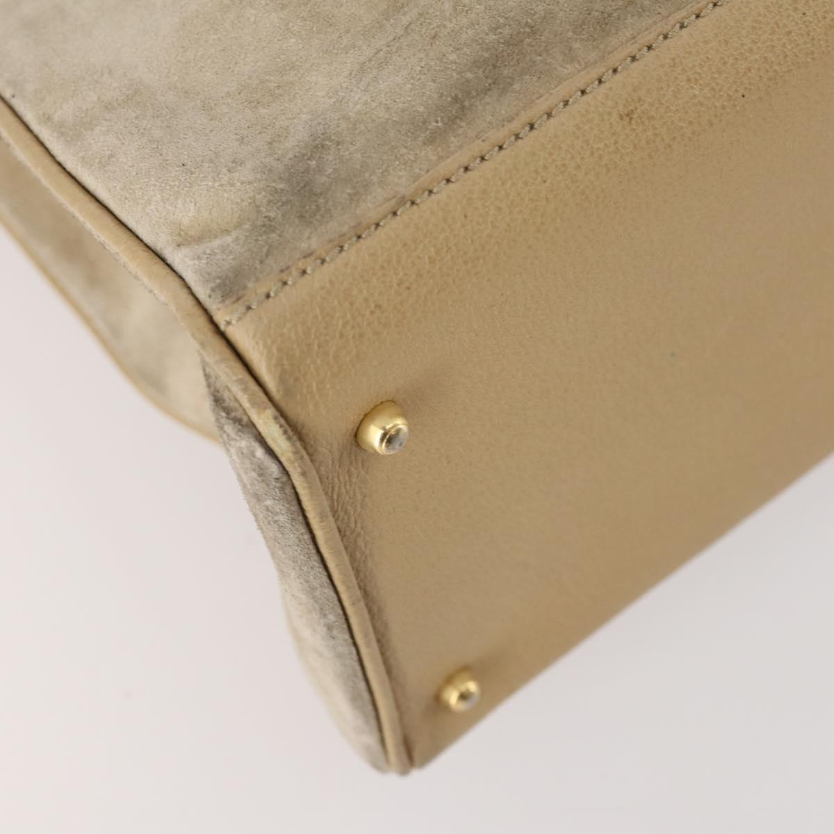 GUCCI Bamboo Tote Bag Suede 2way Beige Gold 002 123 0322 Auth hk3487