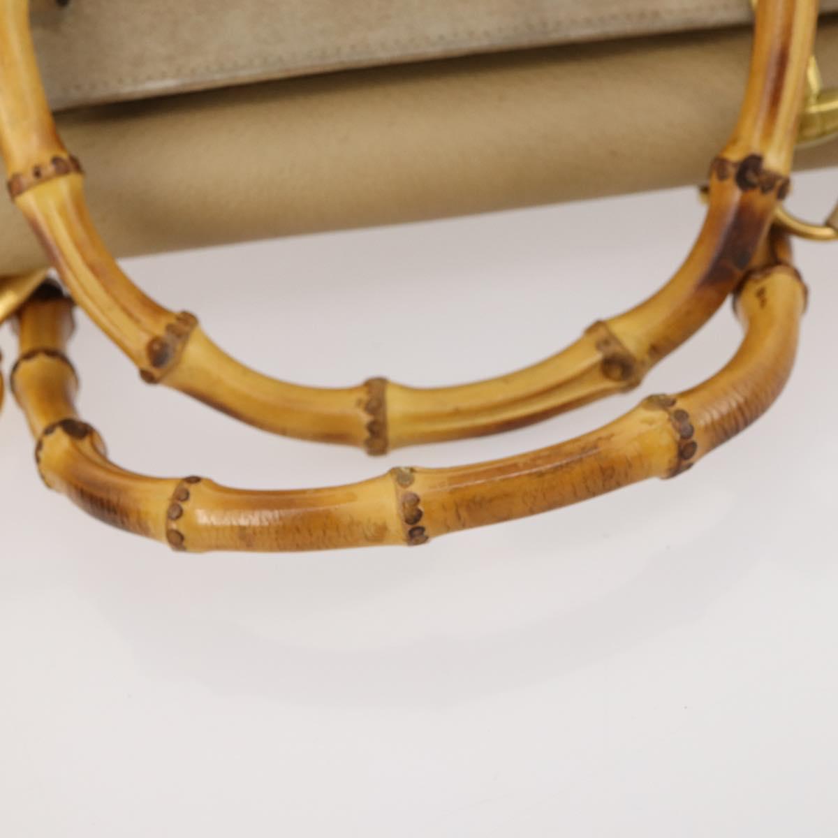 GUCCI Bamboo Tote Bag Suede 2way Beige Gold 002 123 0322 Auth hk3487