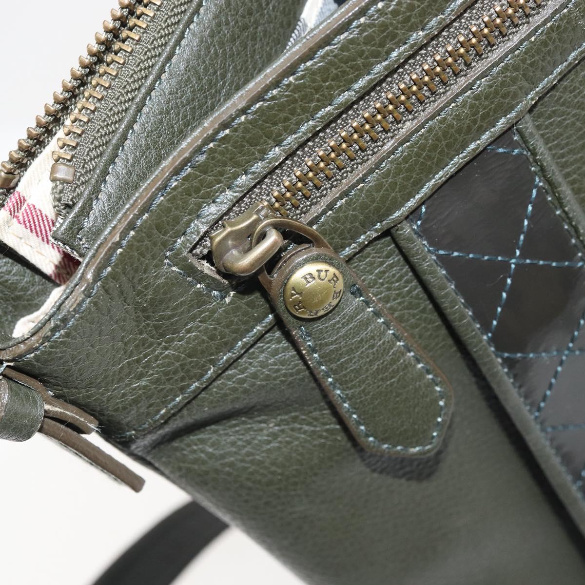 BURBERRY Shoulder Bag Leather Khaki Gold Auth hk3489