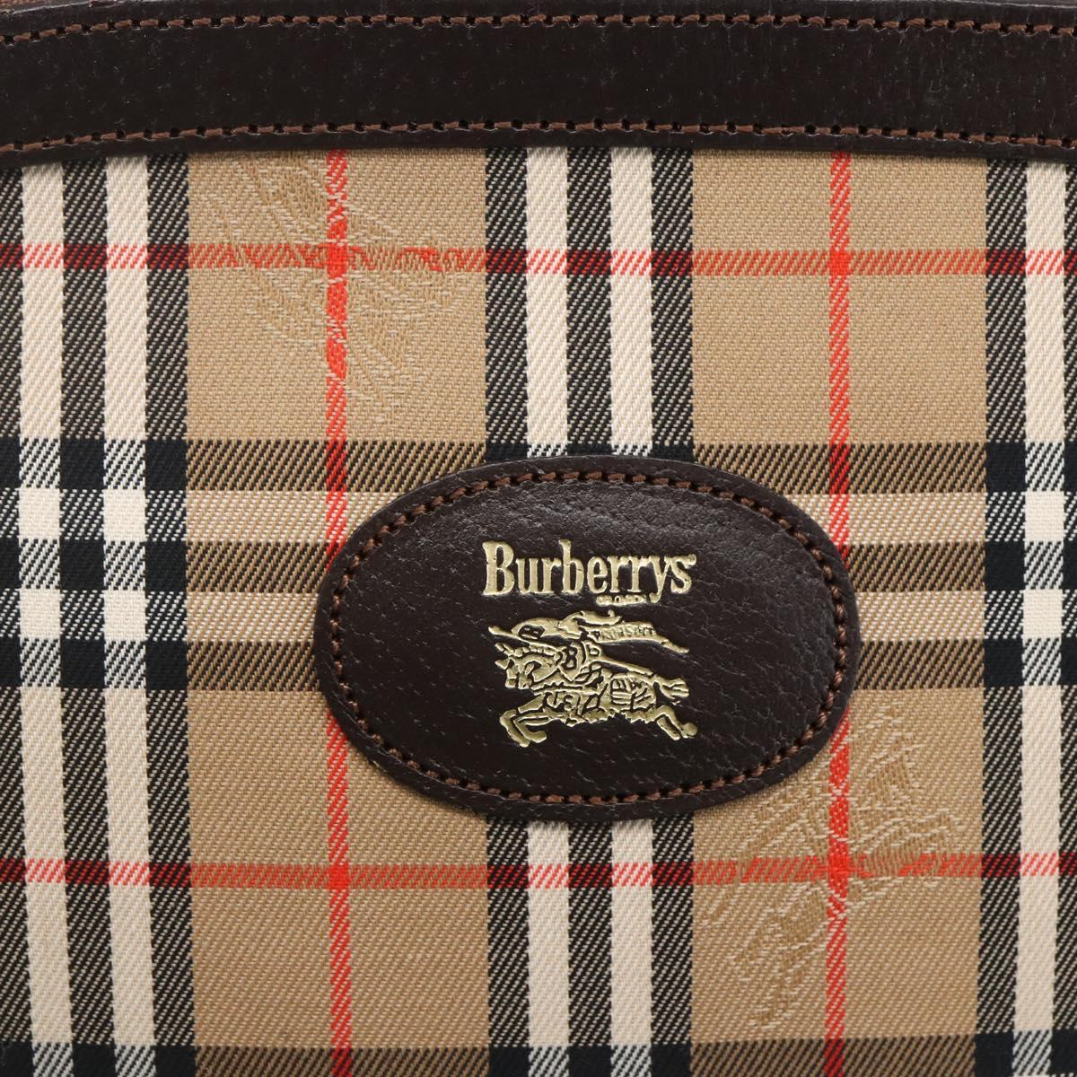 Burberrys Nova Check Pouch Canvas Beige Auth hk3493