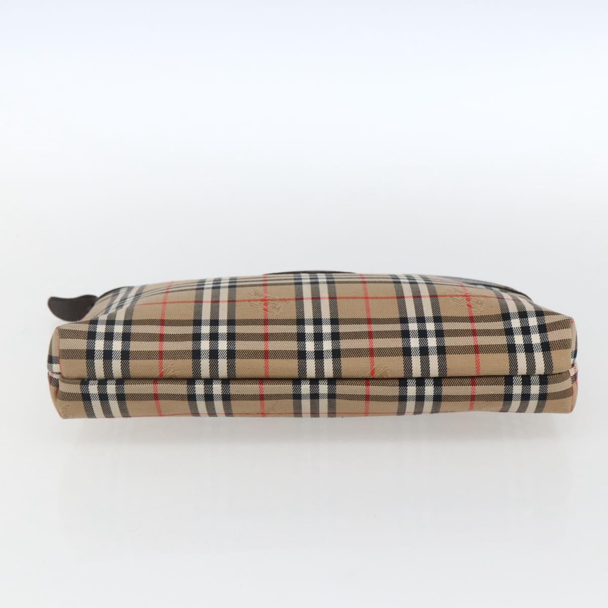 Burberrys Nova Check Pouch Canvas Beige Auth hk3493