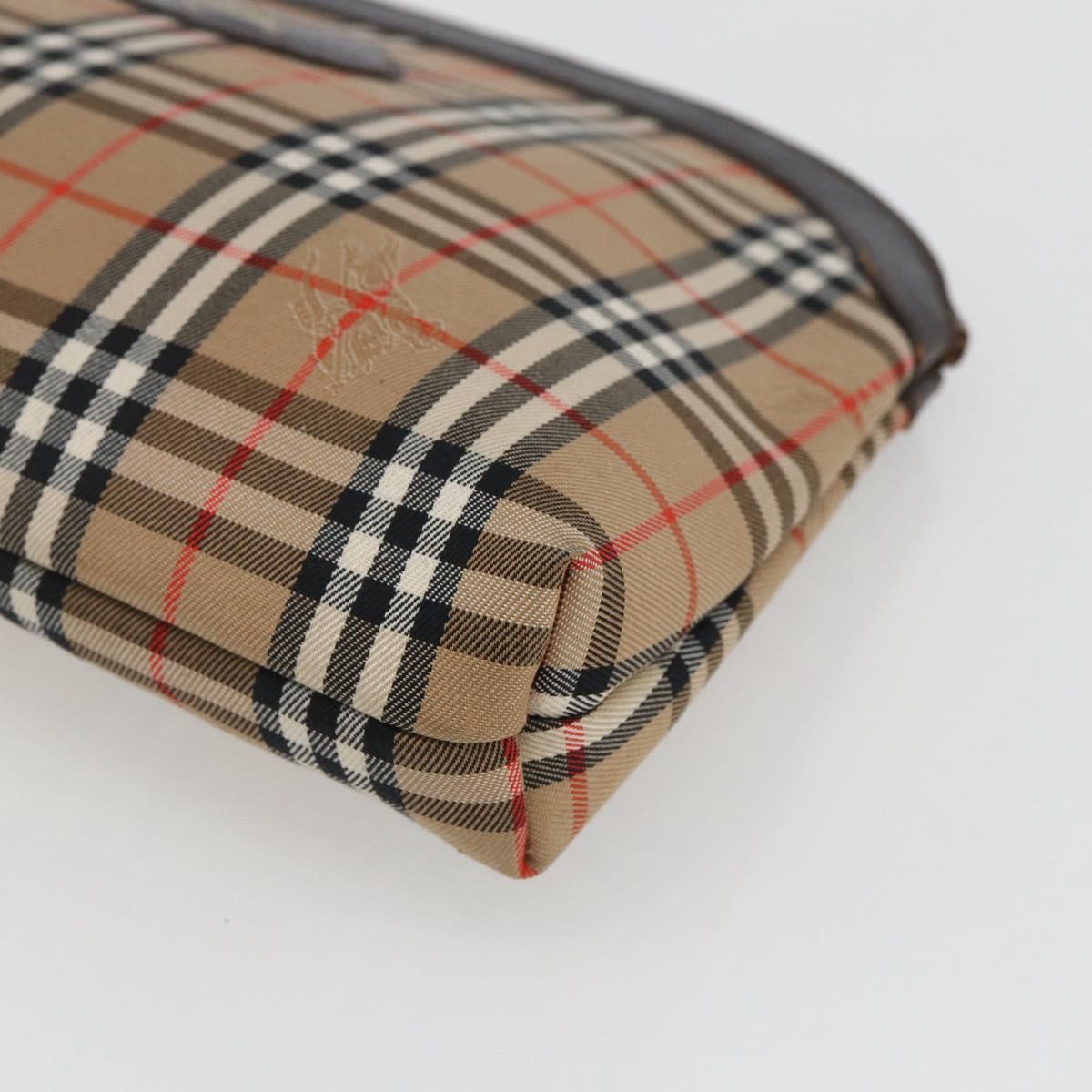 Burberrys Nova Check Pouch Canvas Beige Auth hk3493
