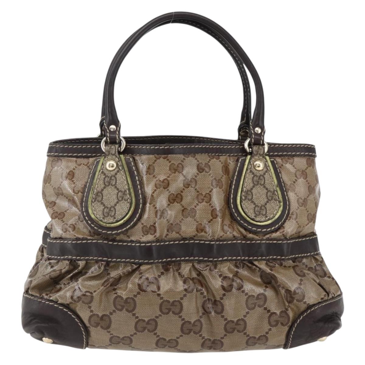 GUCCI GG Crystal Tote Bag Coated Canvas Gold Beige 223964 Auth hk3494