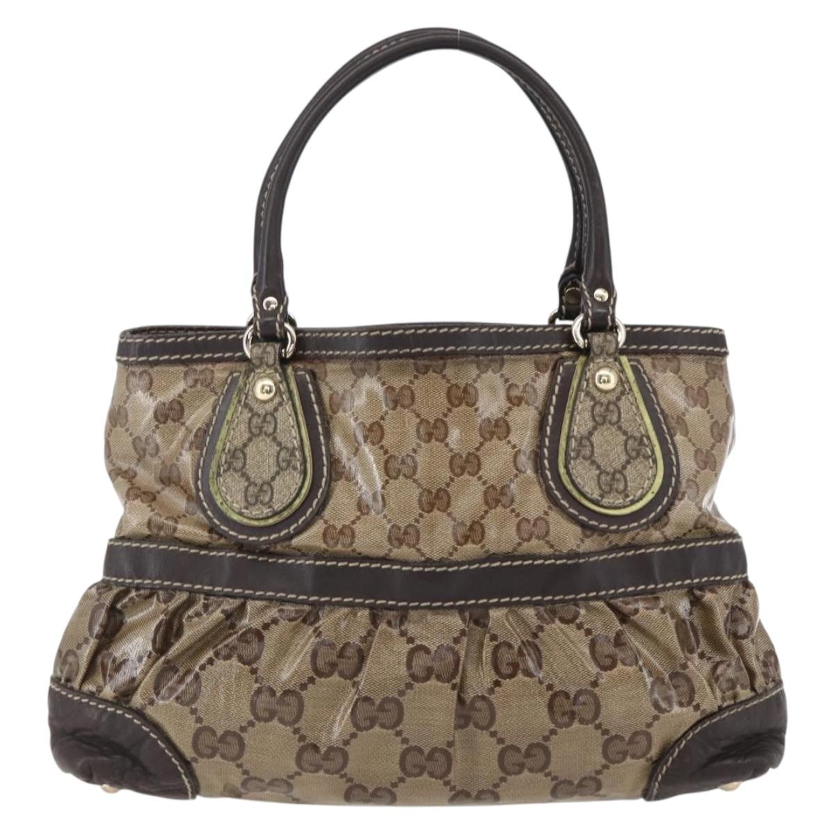 GUCCI GG Crystal Tote Bag Coated Canvas Gold Beige 223964 Auth hk3494