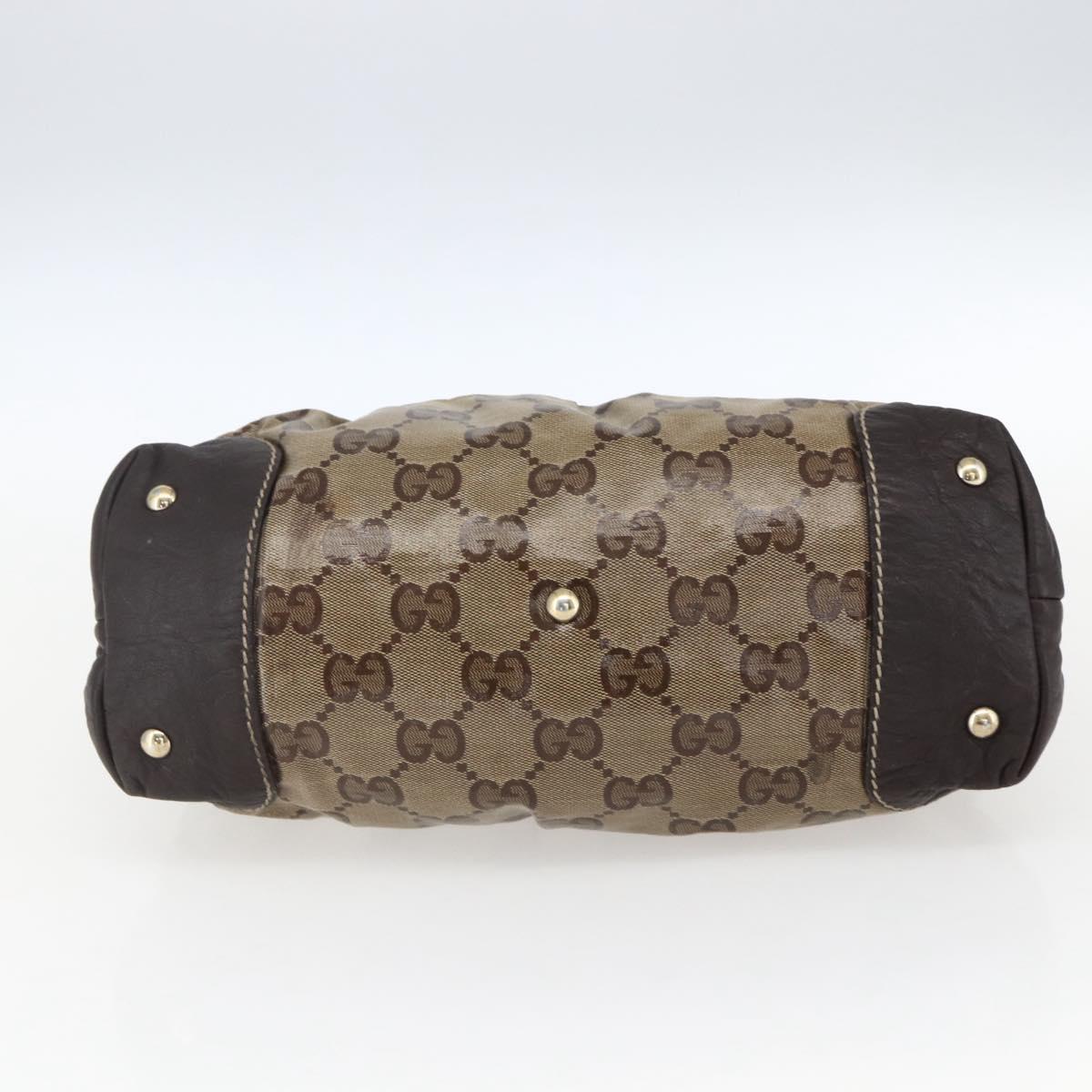 GUCCI GG Crystal Tote Bag Coated Canvas Gold Beige 223964 Auth hk3494