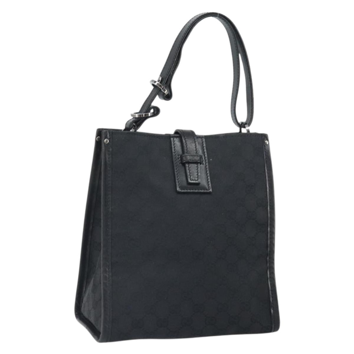 GUCCI GG Canvas Hand Bag Black Silver 110292 Auth hk3496