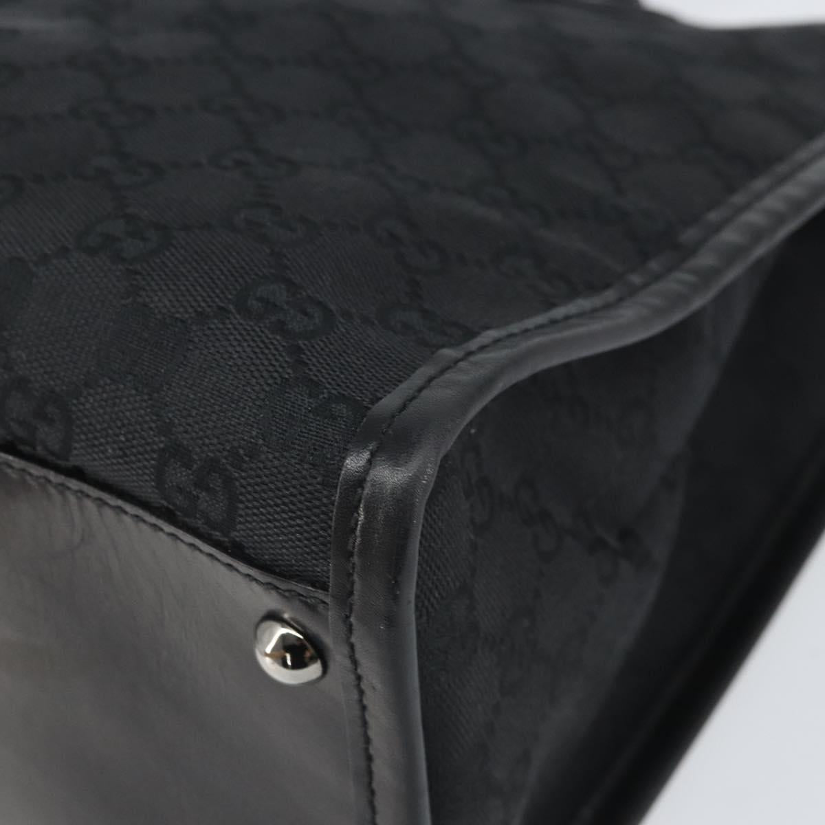 GUCCI GG Canvas Hand Bag Black Silver 110292 Auth hk3496
