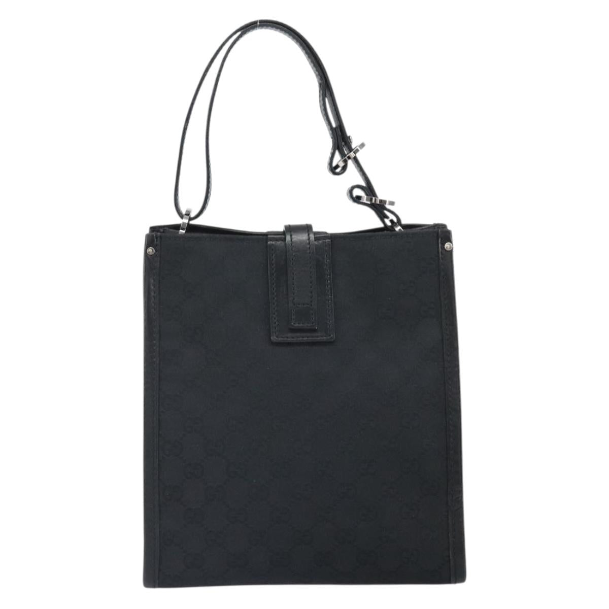 GUCCI GG Canvas Hand Bag Black Silver 110292 Auth hk3496