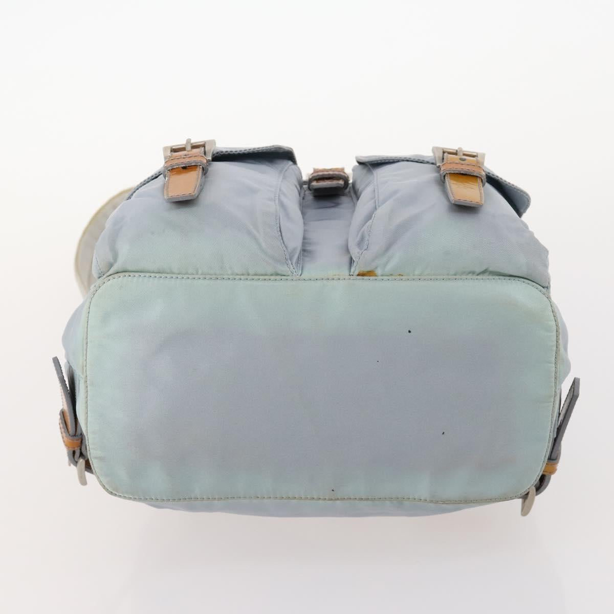 PRADA Backpack Nylon Light Blue Silver Auth hk3498A