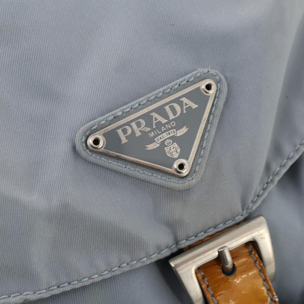 PRADA Backpack Nylon Light Blue Silver Auth hk3498A
