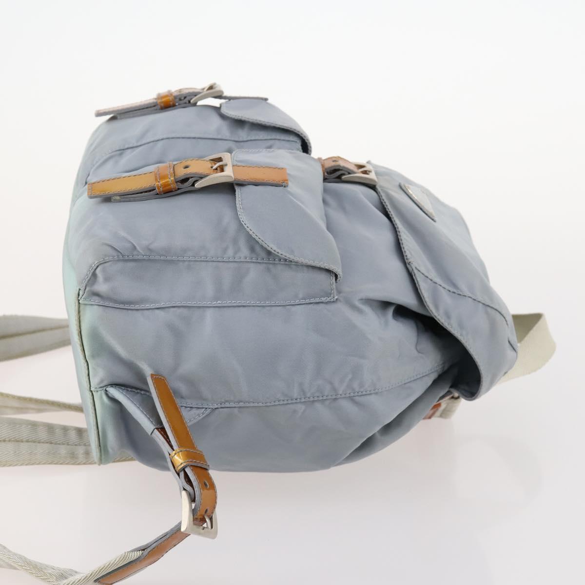 PRADA Backpack Nylon Light Blue Silver Auth hk3498A