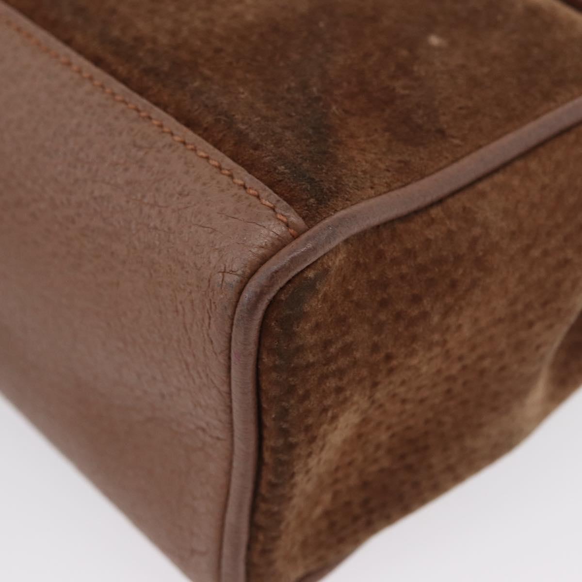 GUCCI Bamboo Hand Bag Suede 2way Brown Gold 007 2214 0238 Auth hk3502