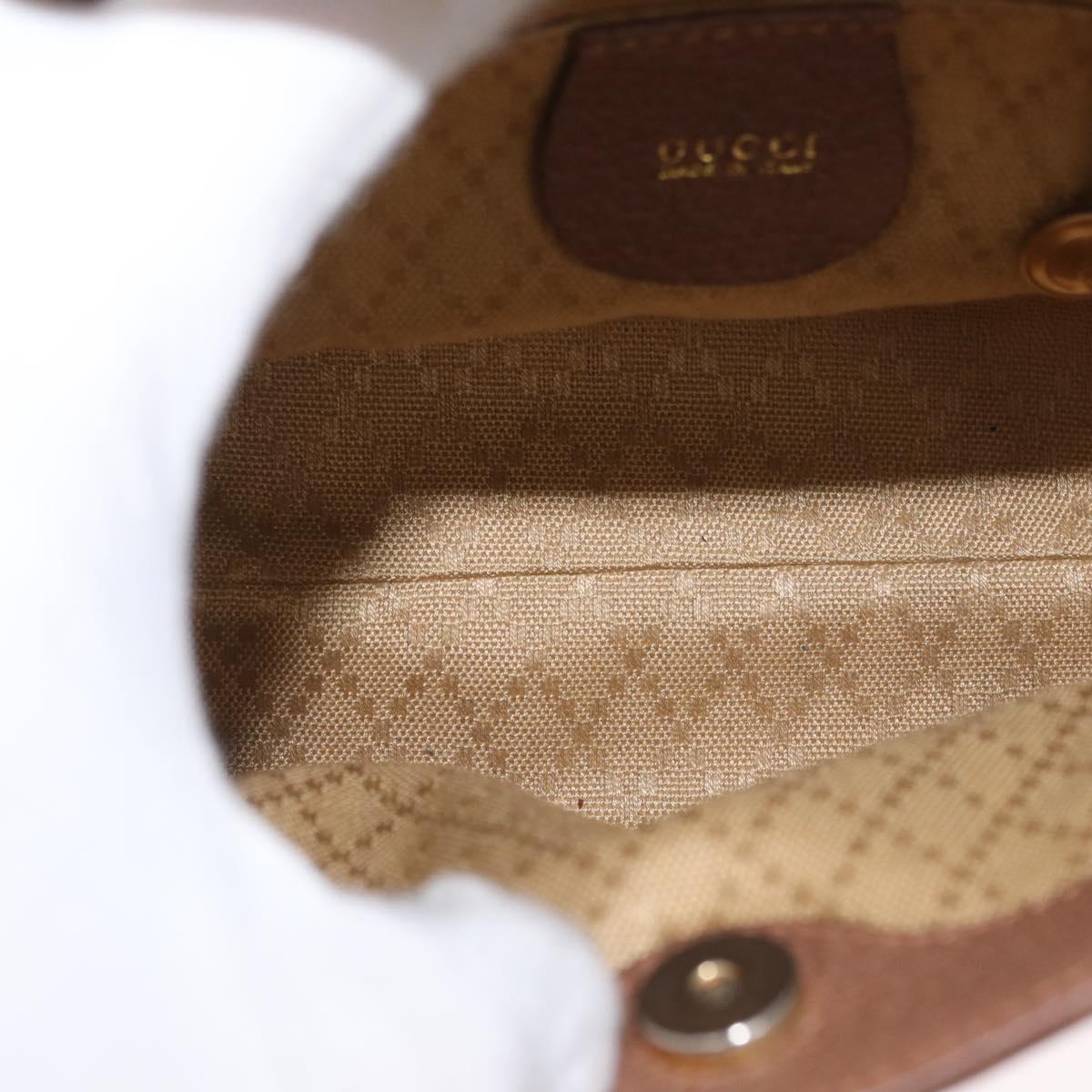 GUCCI Bamboo Hand Bag Suede 2way Brown Gold 007 2214 0238 Auth hk3502