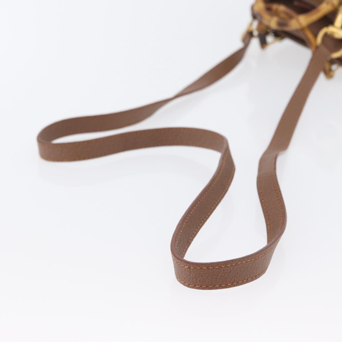 GUCCI Bamboo Hand Bag Suede 2way Brown Gold 007 2214 0238 Auth hk3502