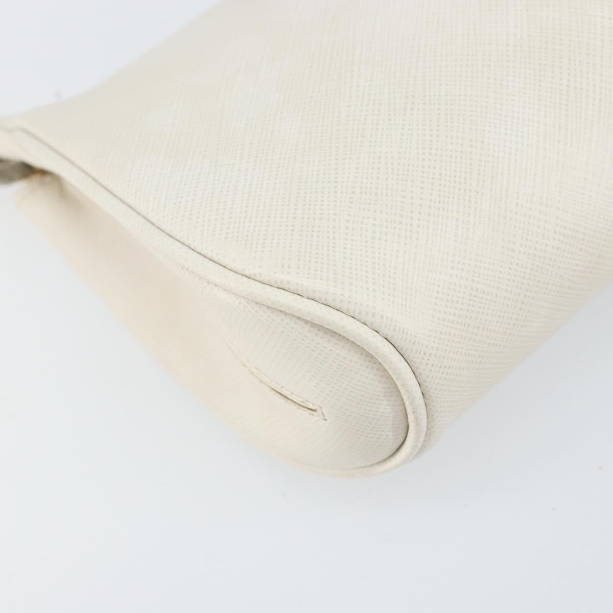 Salvatore Ferragamo Gancini Shoulder Bag Leather White Silver Auth hk3504