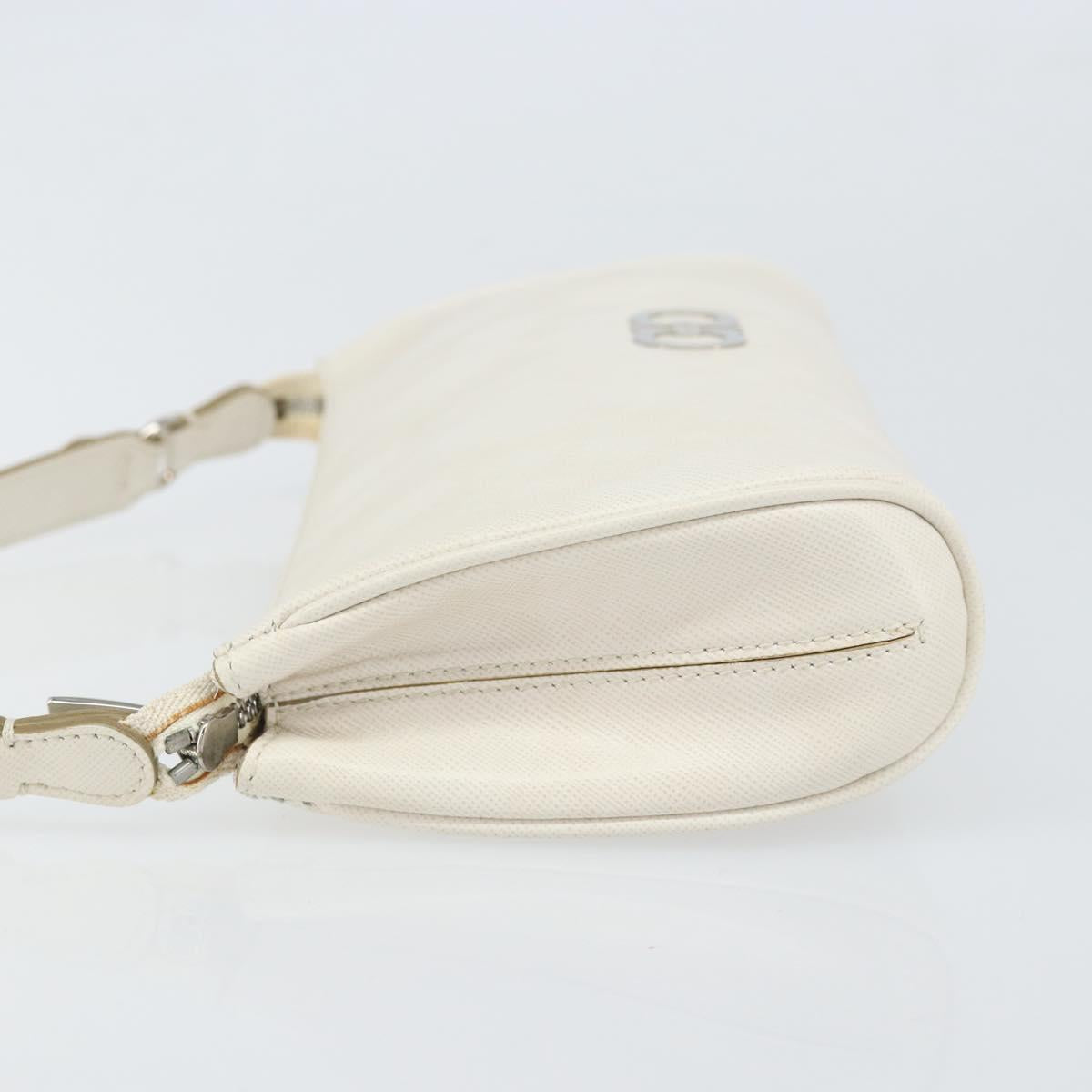 Salvatore Ferragamo Gancini Shoulder Bag Leather White Silver Auth hk3504