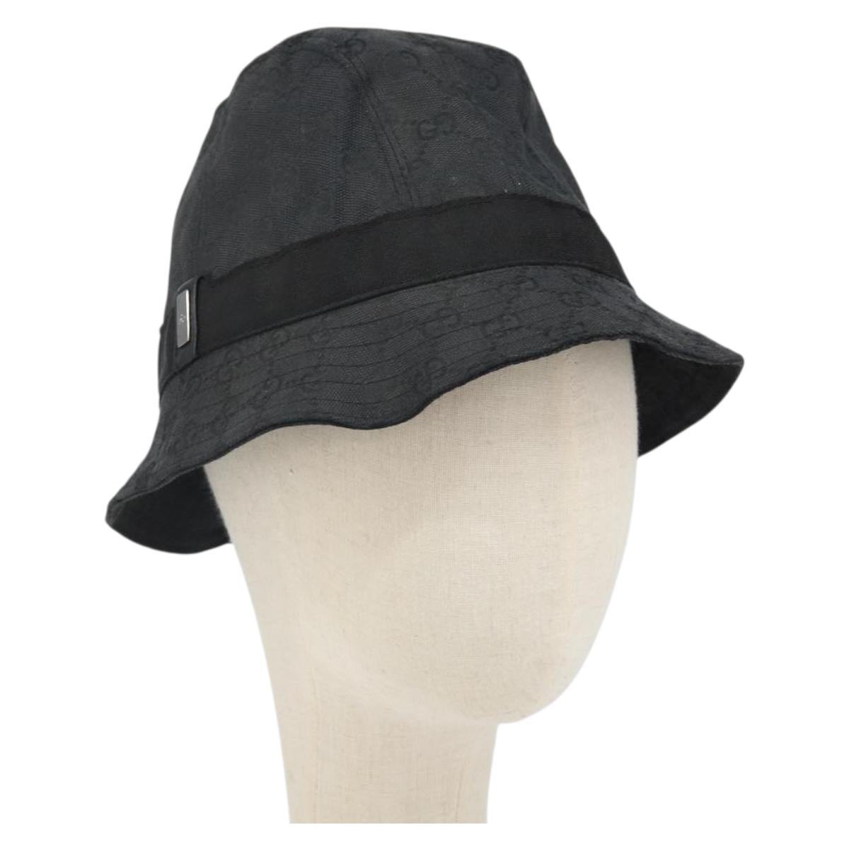 GUCCI GG Canvas Bucket Hat L Black Auth hk3506