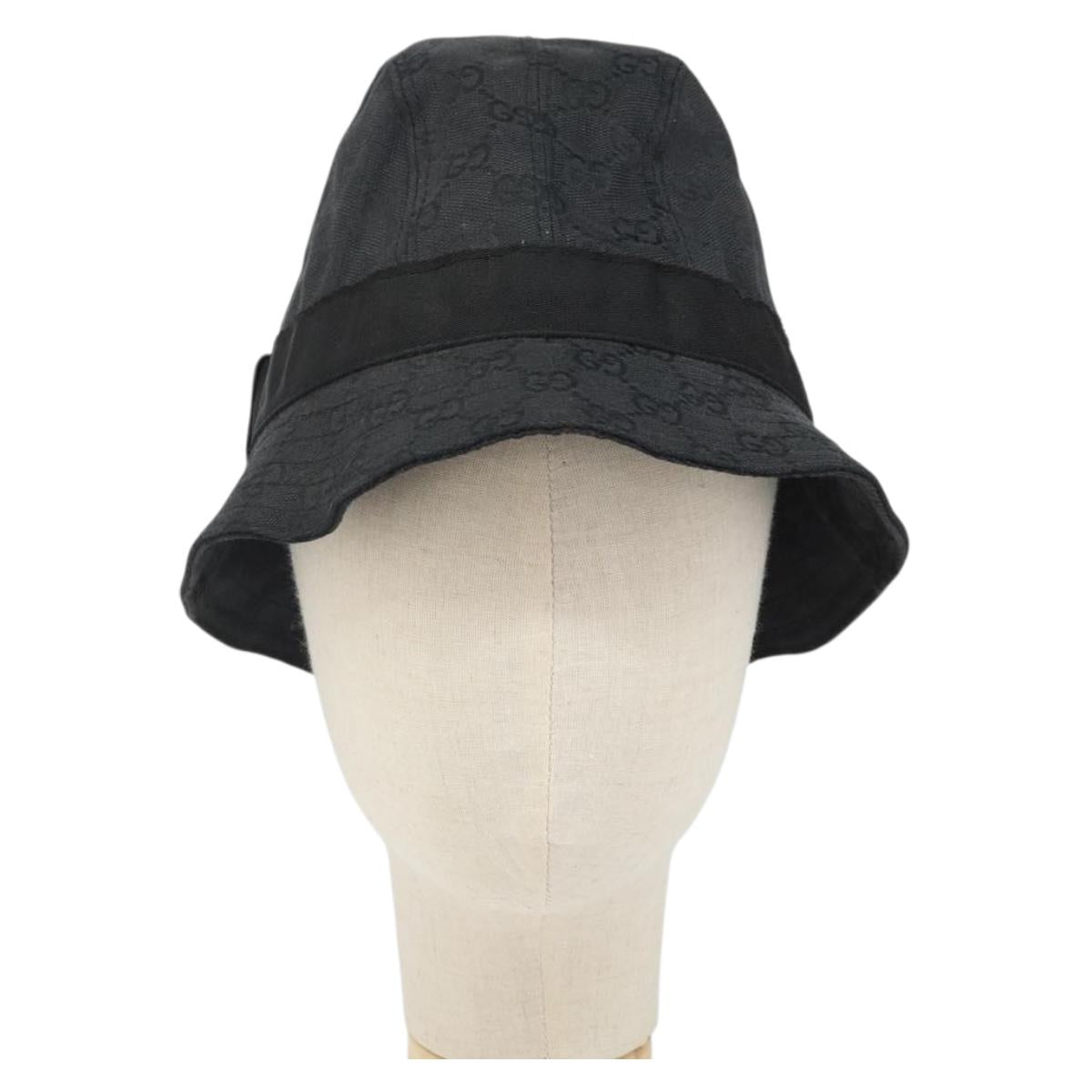 GUCCI GG Canvas Bucket Hat L Black Auth hk3506