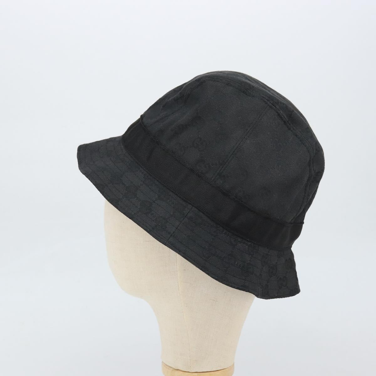 GUCCI GG Canvas Bucket Hat L Black Auth hk3506