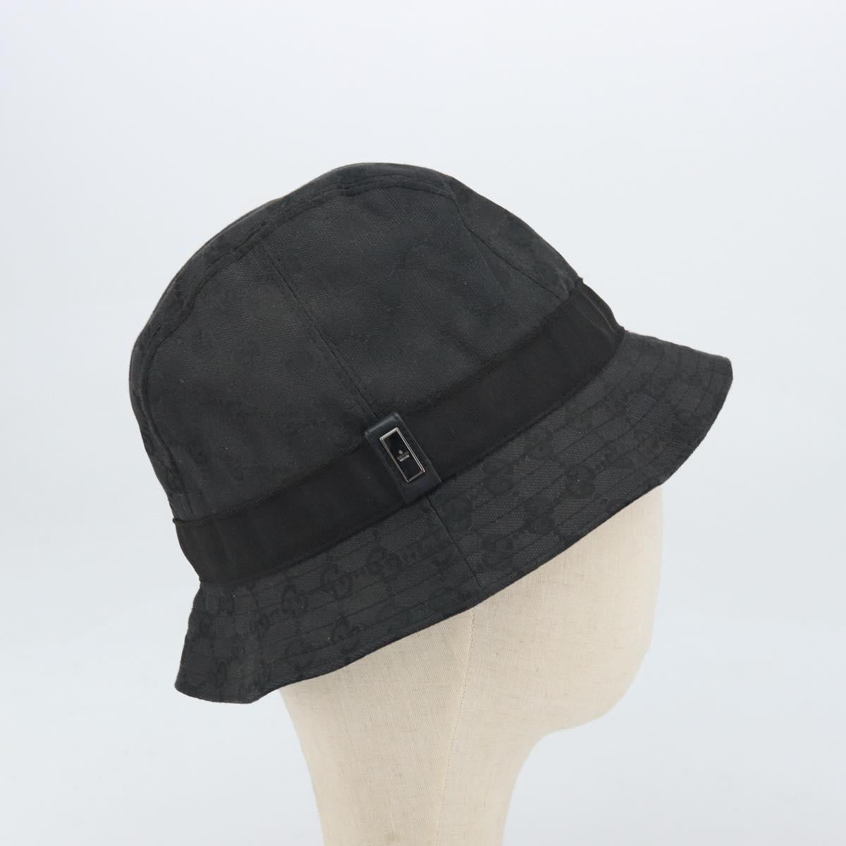 GUCCI GG Canvas Bucket Hat L Black Auth hk3506