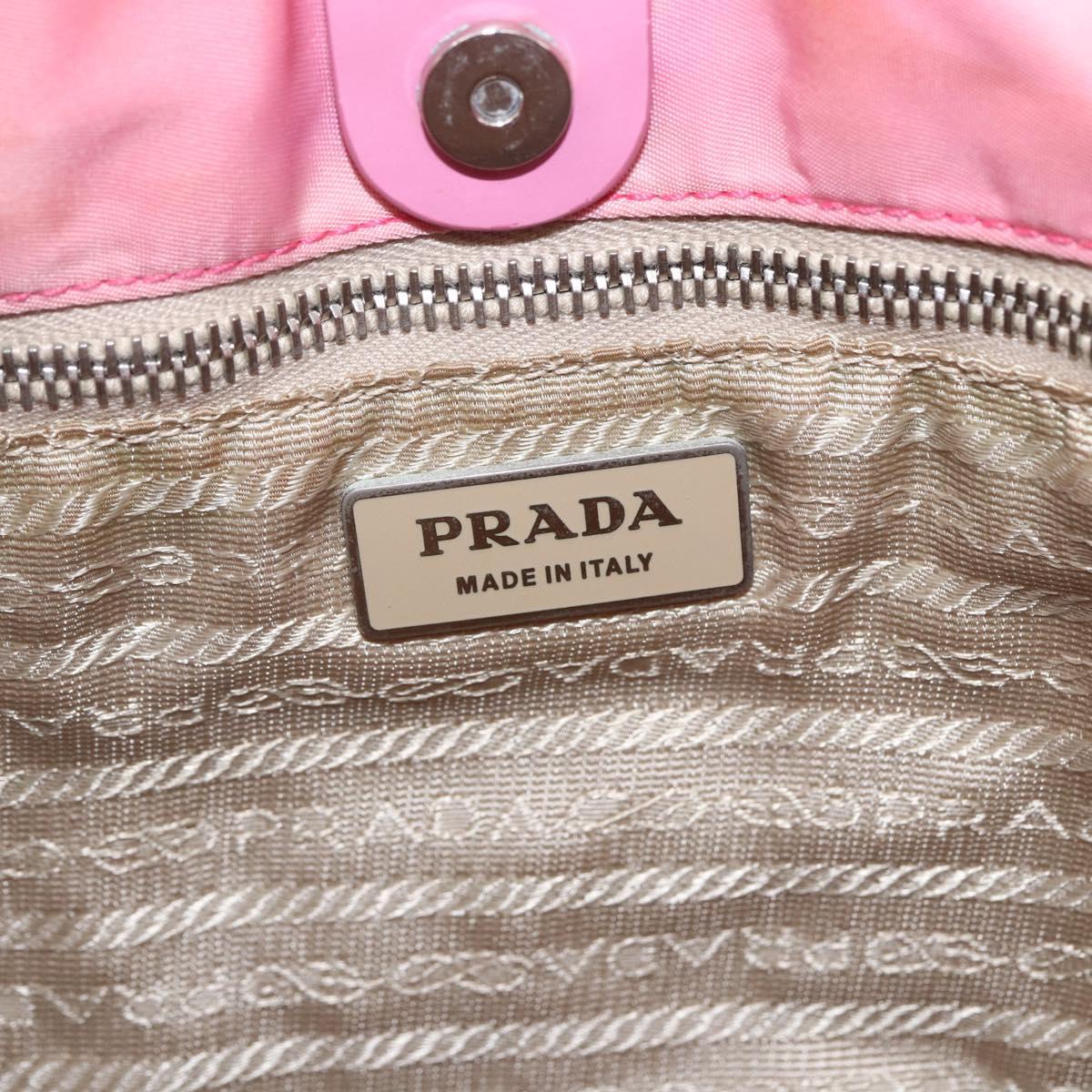 PRADA Hand Bag Nylon 2way Pink Silver Auth hk3514