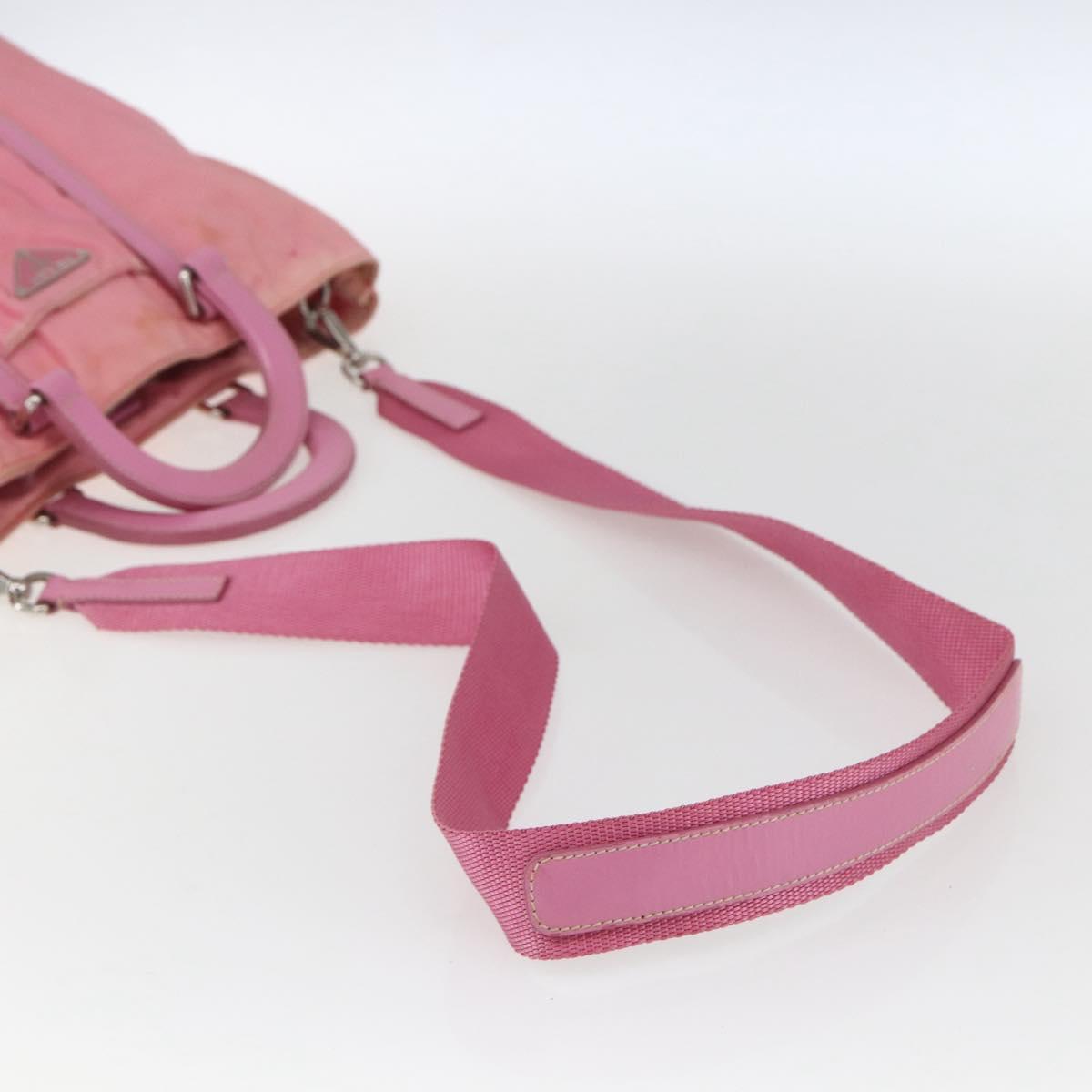 PRADA Hand Bag Nylon 2way Pink Silver Auth hk3514