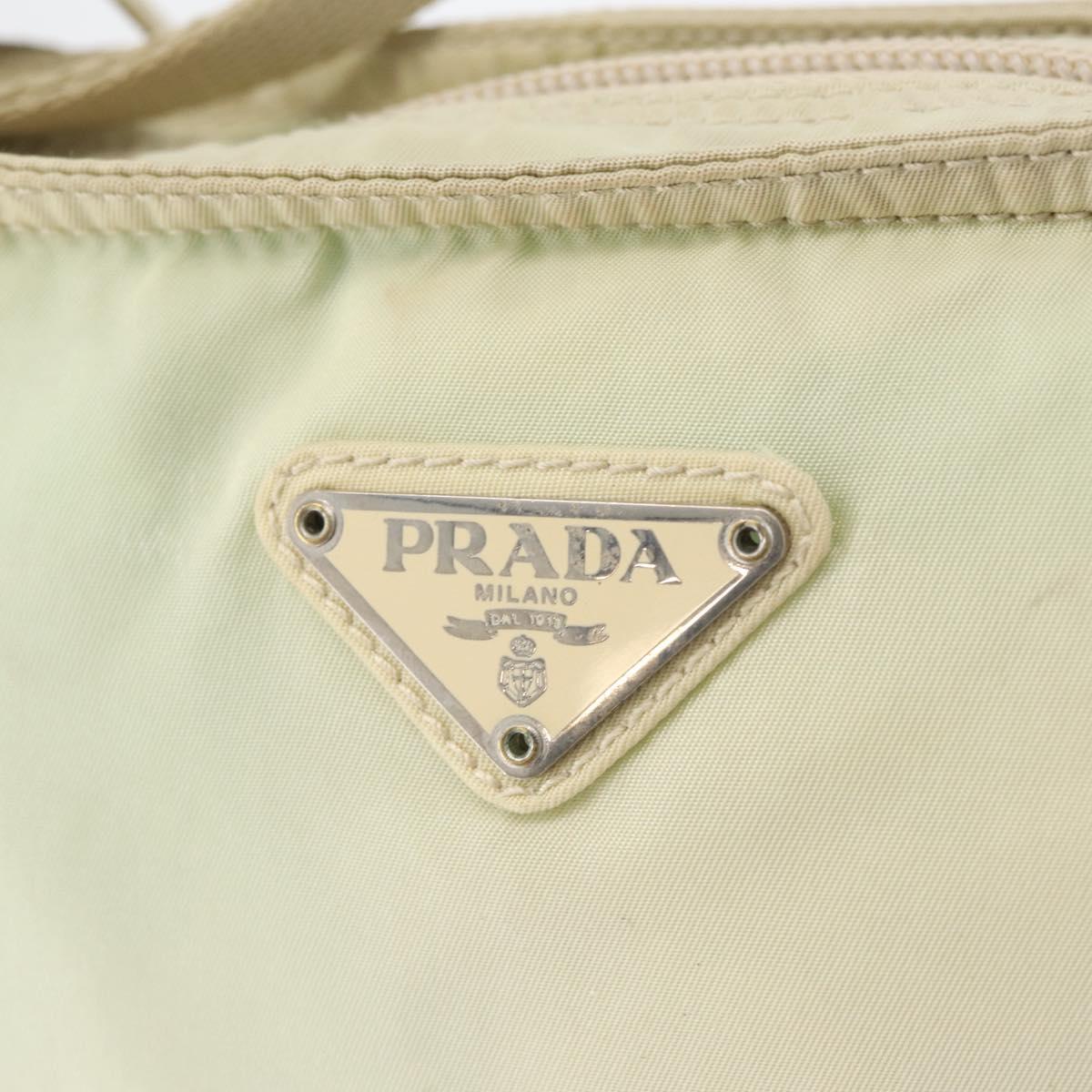 PRADA Shoulder Bag Nylon Ivory Silver Auth hk3516
