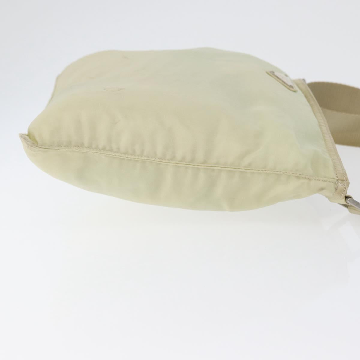 PRADA Shoulder Bag Nylon Ivory Silver Auth hk3516